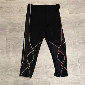 CW-X Black Leggings with Pink and Gray Accents